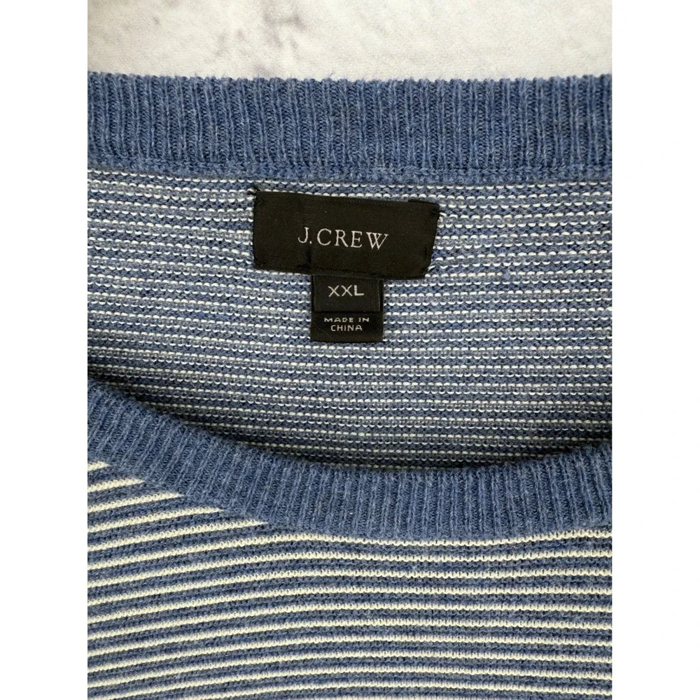 J.Crew Men's Striped CottonCrewneck Sweater Pullover Long Sleeve Blue White‎ XXL